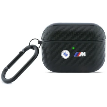 BMW Carbon Metal Logo ausinių dėklas AirPods Pro 3, juodas