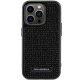 Karl Lagerfeld iPhone 15 Pro Case Rhinestone Logo Metal Plate, Black