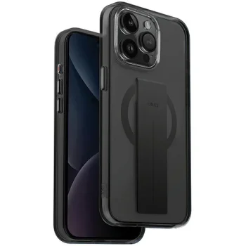 Uniq Heldro MAG case for iPhone 15 Pro with FlexGrip strap, black