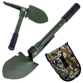 Folding Entrenching Tool with Pickaxe and Saw