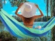 Double Garden Hammock XXL with Cover, Striped, 200 x 150 cm