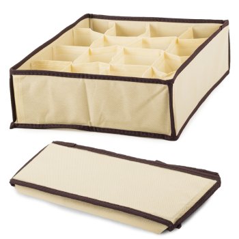 Drawer Organizer for Underwear and Socks with 16 Compartments, Beige
