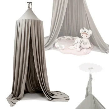 Grey Bed Canopy – Hanging Tipi Tent for Kids Room