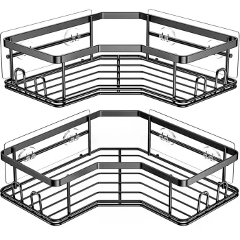 2x Corner Bathroom Shelves, Loft Style, Black