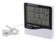 Digital Thermometer Hygrometer HTC-2 with Clock, Alarm and Calendar, white-black