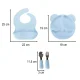 Silicone Tableware Set for Kids, 4 Pieces, Bear, Blue