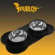 Purlov 00021632 Double Pet Bowl for Dogs and Cats with Silicone Mat, 2 x 450 ml