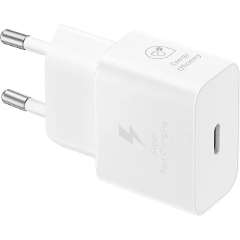 Samsung EP-T2510XWEGEU 25W SFC GaN tinklo įkroviklis su USB-C laidu, baltas