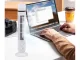 Compact Bladeless Tower Fan with LED Lamp, USB, White