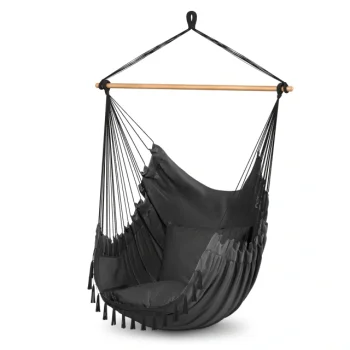 Brazilian Hanging Chair BAHIO with 2 Cushions, Black