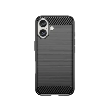Apple iPhone 16 6.1'' Carbon Fiber TPU Protective Case Cover, Black