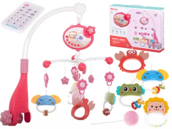 Baby Crib Mobile with Star Projector and Remote Control, Pink
