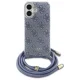 Guess iPhone 16 Case Crossbody Cord 4G Print with Lanyard, Blue