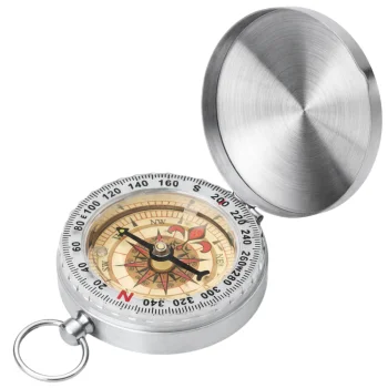 Pocket Fluorescent Compass for Hiking and Survival, Silver