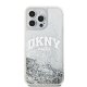 DKNY iPhone 15 Pro Case Liquid Glitters Arch Logo, White
