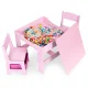ECOTOYS Kids Table and 2 Chair Set with Chalkboard Top and Storage, Pink