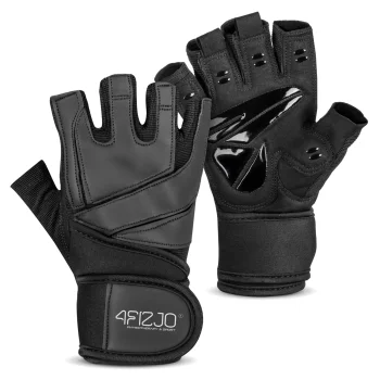 4FIZJO PRO M Training Gloves with Wrist Wrap Support, Black