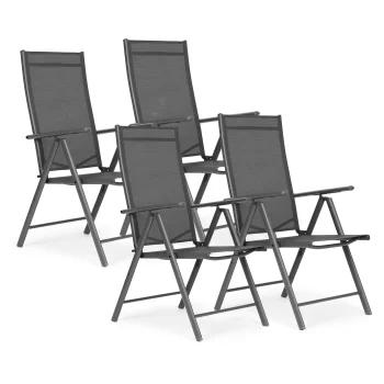 MultiGarden Folding Garden Chairs, Steel, Grey, 4 pcs