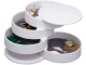 Round Jewelry Organizer Box with 4 Rotating Sections, White