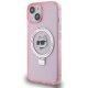 Karl Lagerfeld iPhone 15 Case Ring Stand Choupette Head MagSafe, Pink
