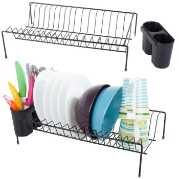 Metal Dish Drainer Rack, Black