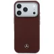 Mercedes Leather Semi Wrap Wood Effect MagSafe Case for iPhone 17/18 Pro Max - Burgundy