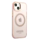 Apple iPhone 13 6.1\'\' Guess Gold Outline Translucent MagSafe Case Cover, Pink