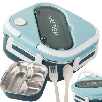 Lunch Box with Compartments and Cutlery, Blue, 1000ml