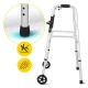 4FIZJO Folding 2-in-1 Aluminium Walking Frame with Wheels, Silver