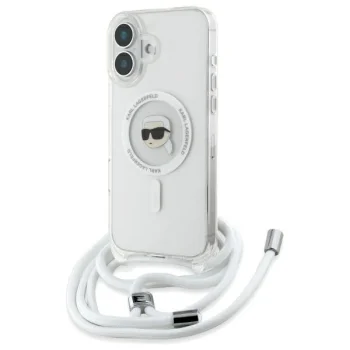 Karl Lagerfeld iPhone 16 Case Crossbody IML Karl Head MagSafe, Transparent