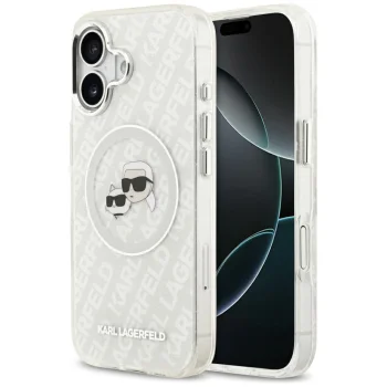 Karl Lagerfeld IML Glitter Karl & Choupette MagSafe Case for iPhone 17 - Gray