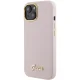 Guess iPhone 15 Case Silicone Script Metal Logo & Frame, Pink