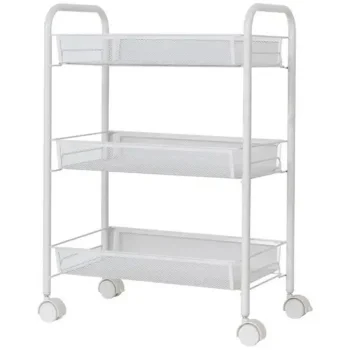 Three Level Storage Trolley on Wheels, Rolling Cart Organizer Shelf for Bathroom Kitchen Laundry Room Narrow Places,...