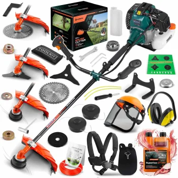 Humberg HM-616 Petrol Brushcutter Grass Trimmer 55cc + Oil