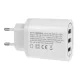 Maclean MCE479 W Wall Charger, Quick Charge 3.0, 3x USB Ports, White