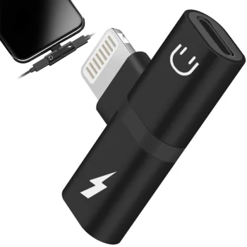 Lightning 2-in-1 Adapter and Splitter for iPad / iPhone, Black