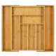 Ruhhy Wooden Cutlery Storage Tray for Drawers, Bamboo Cutlery Organizer with 6 to 8 Compartments