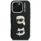 Karl Lagerfeld FW Grained Karl & Choupette Heads Pins Case for iPhone 16 Pro Max, Black