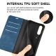 Sony Xperia 10 V Skin-touch Leather Wallet Book Case Cover, Blue