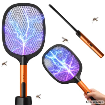 Electric Fly Swatter with UV Lamp and Stand