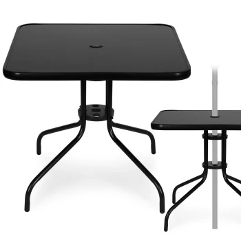 MultiGarden Garden Table, 80x80 cm, Tempered Glass, Black