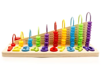 ECOTOYS Wooden Abacus Learning Toy with Number and Shape Blocks