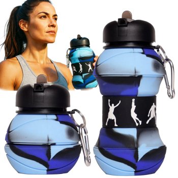 Collapsible Silicone Sports Water Bottle with Spout 500ml