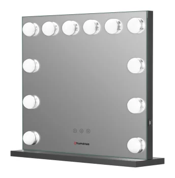 Makiažo veidrodis Humanas HS-HM02 su LED apšvietimu, 55 x 45 cm, juodas