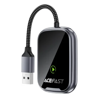 Acefast QC1 Wireless Car Adapter for CarPlay and Android Auto - Gray