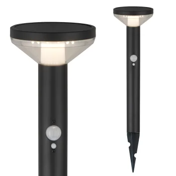 Maclean MCE465 B Solar LED Lamp with Sensor, 3 Modes, IP44, Black