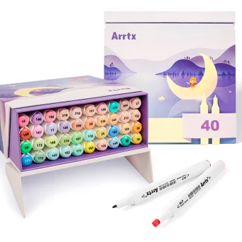 Double-sided Marker Pens ARRTX Alp, 40 Pastel Colours with Box