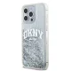 DKNY iPhone 15 Pro Case Liquid Glitters Arch Logo, White