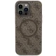 Apple iPhone 14 Pro 6.1\'\' Guess 4G Collection Leather Metal Logo MagSafe Case Cover, Brown