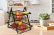 Two-Tier Fruit Basket, Metal and Wood, Black
